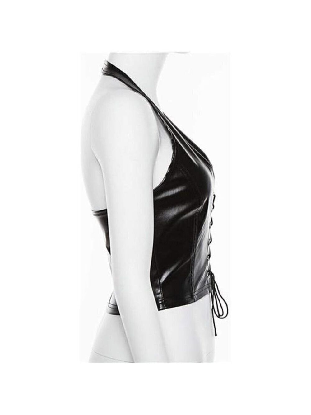 Women's Adjustable Spaghetti Straps PU Leather Bustier Crop Tube Top BDSM PARTY - Picture 6 of 6